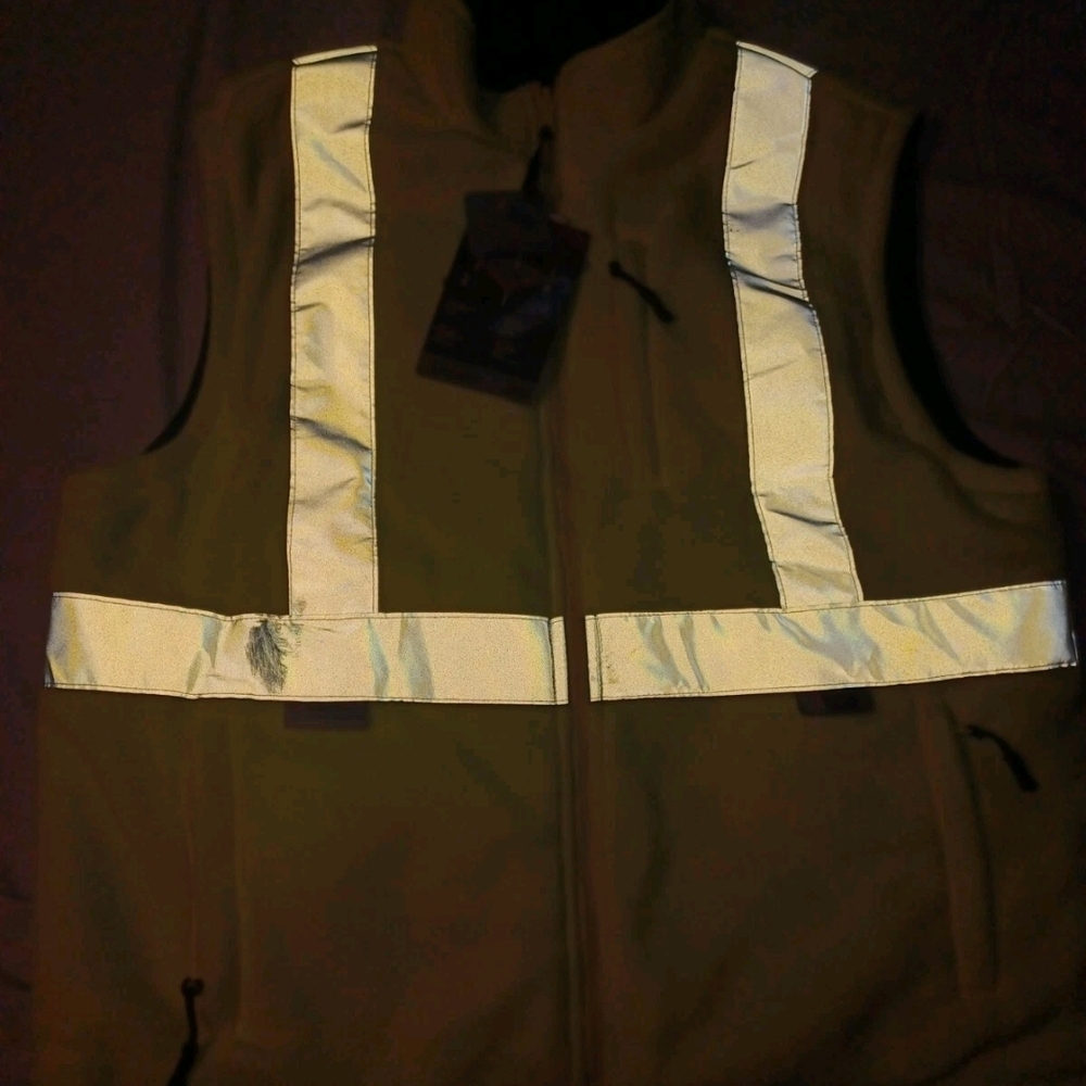 Polartec Fleece Jacket Vest Reflective Mens Large Xtreme Soft Shell Fabric